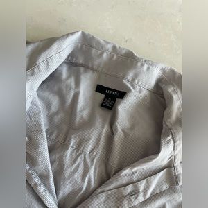 ALFANI striped button up shirt. Light grey and white stripes.